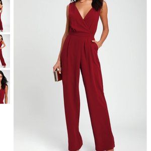 Burgundy Lace Wide-Leg Jumpsuit